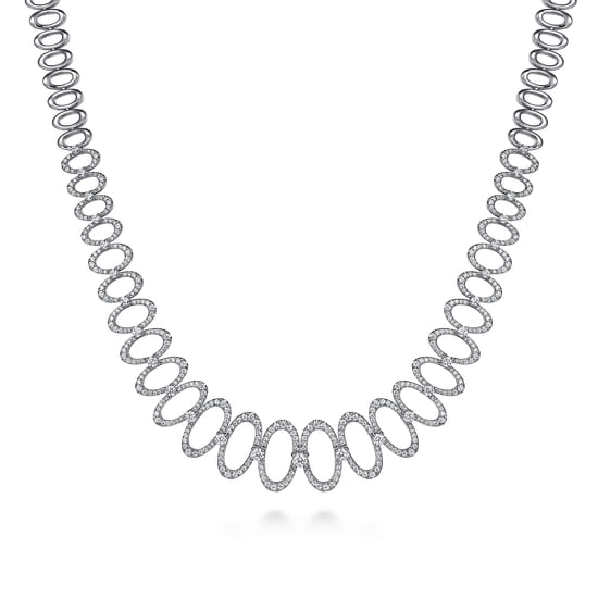 18K White Gold Diamond Oval Link Necklace 18K White Gold Diamond Oval Link Necklace