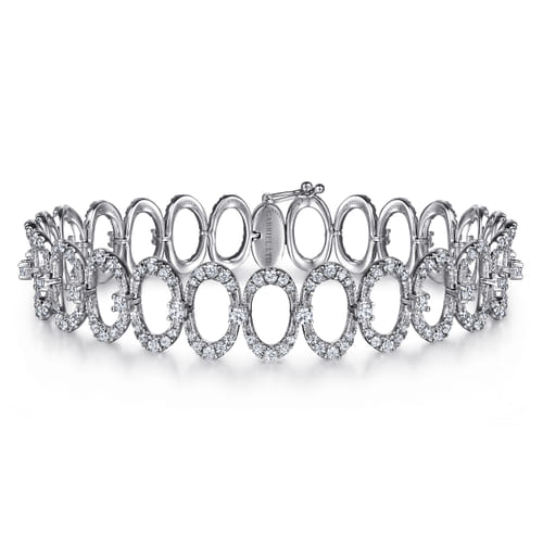18K White Gold Diamond Oval LinkTennis Bracelet