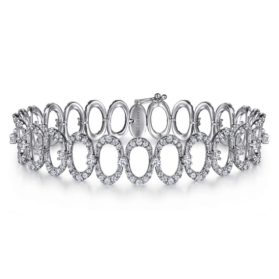 Gabriel - 18K White Gold Diamond Oval LinkTennis Bracelet