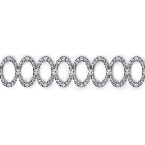 18K White Gold Diamond Oval LinkTennis Bracelet