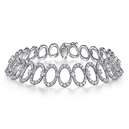 18K White Gold Diamond Oval LinkTennis Bracelet