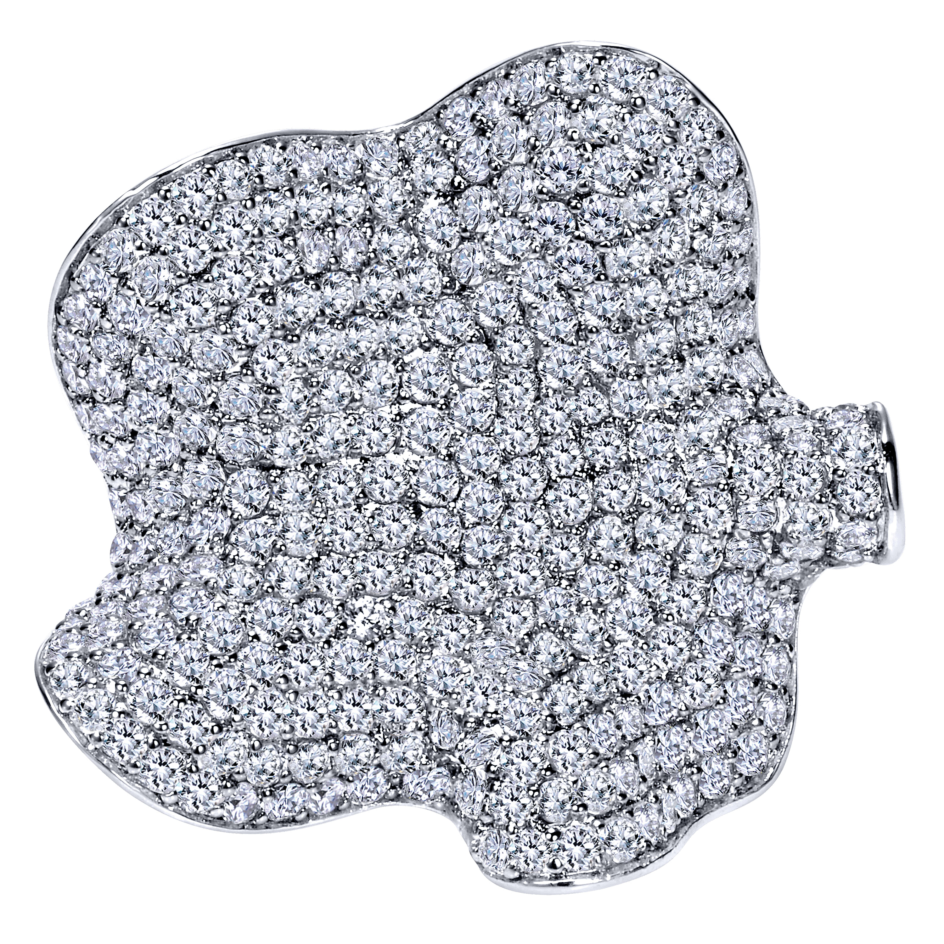 18K White Gold Diamond Pavé Asymmetrical Statement Ring