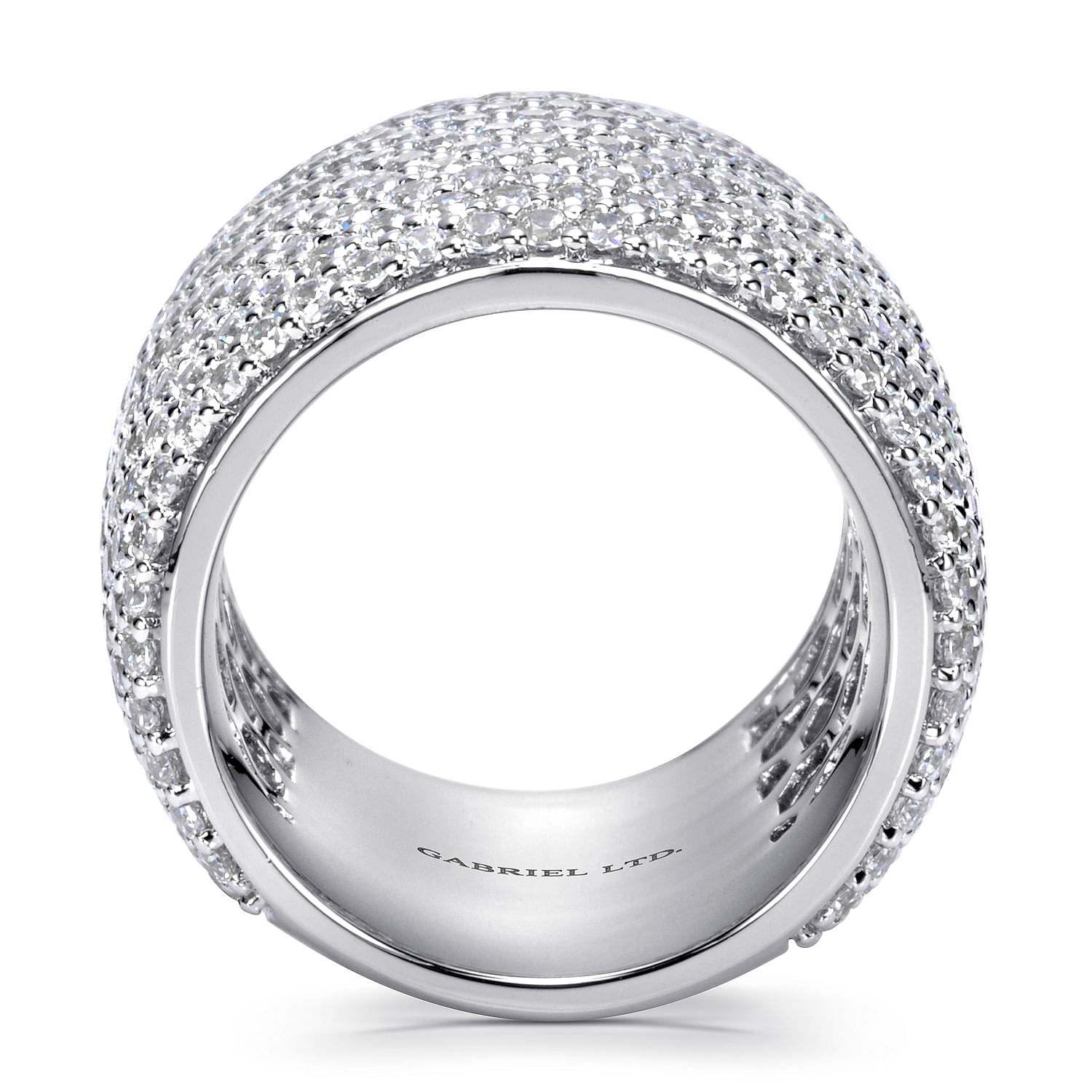 18K White Gold Diamond Pavé Domed Ring