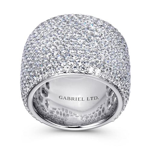 18K White Gold Diamond Pavé Domed Ring