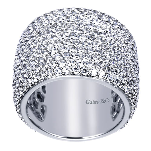 18K White Gold Diamond Pavé Domed Ring