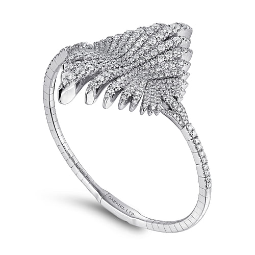 18K White Gold Diamond Pavé Statement Bangle