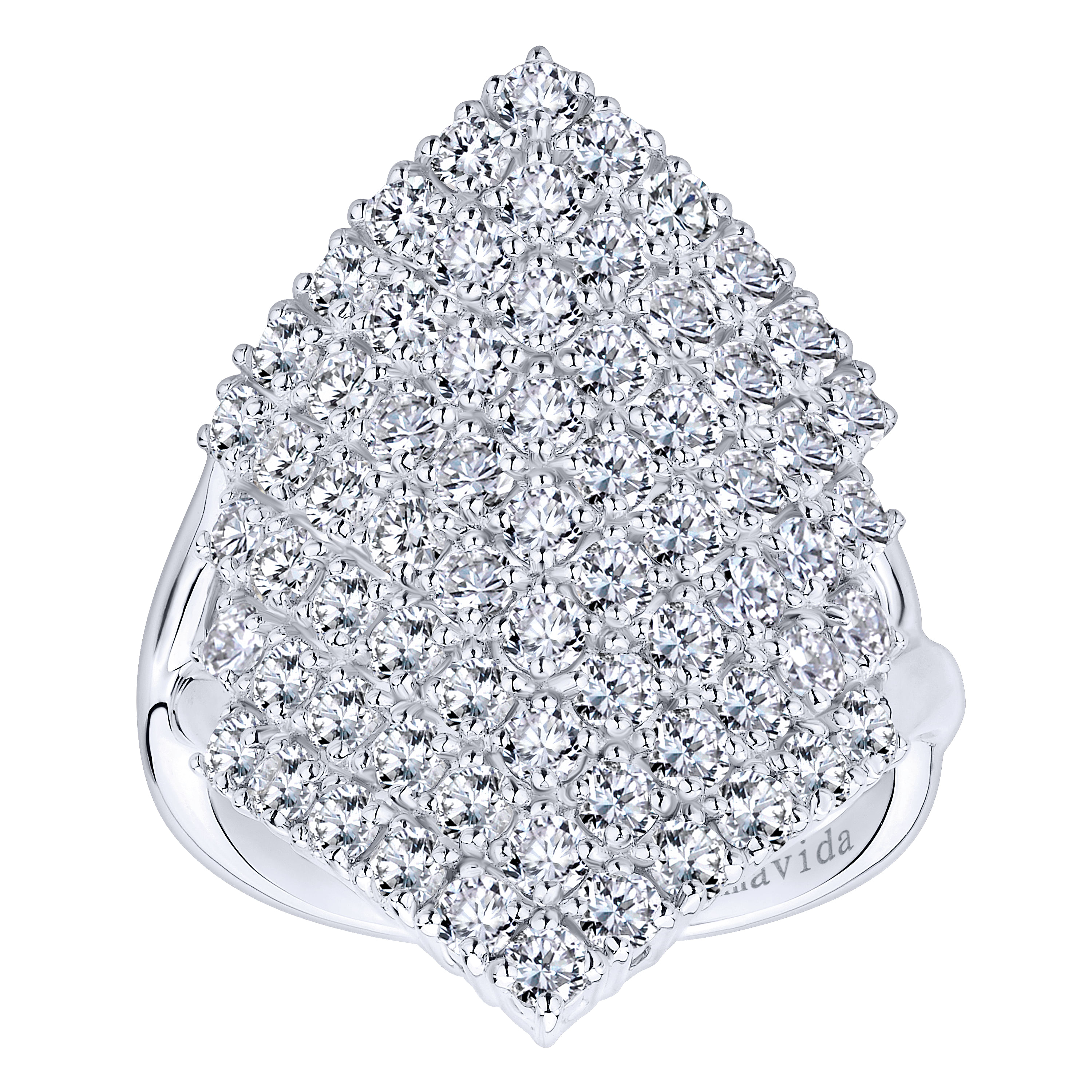 18K White Gold Diamond Pavé Statement Ring