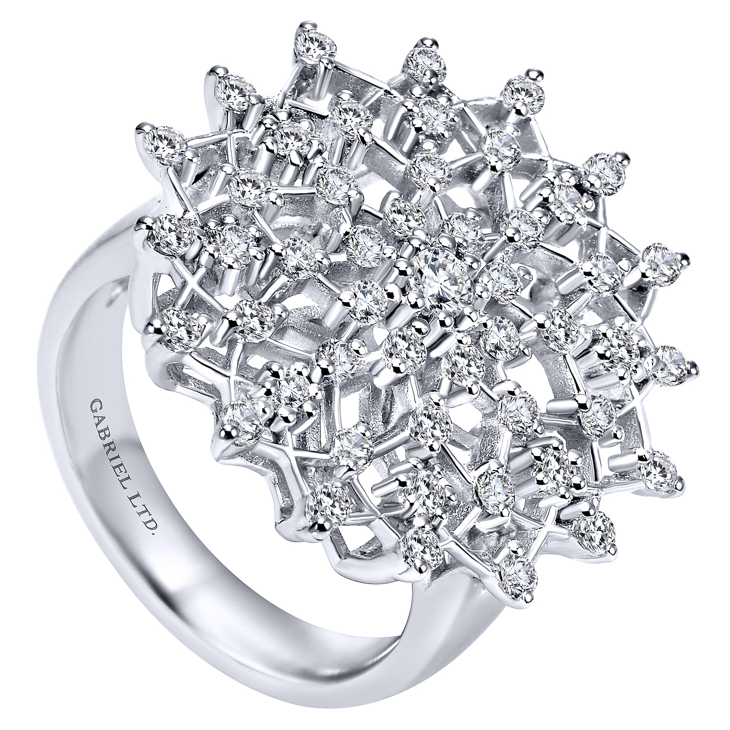 18K White Gold Diamond Snowflake Statement Ring