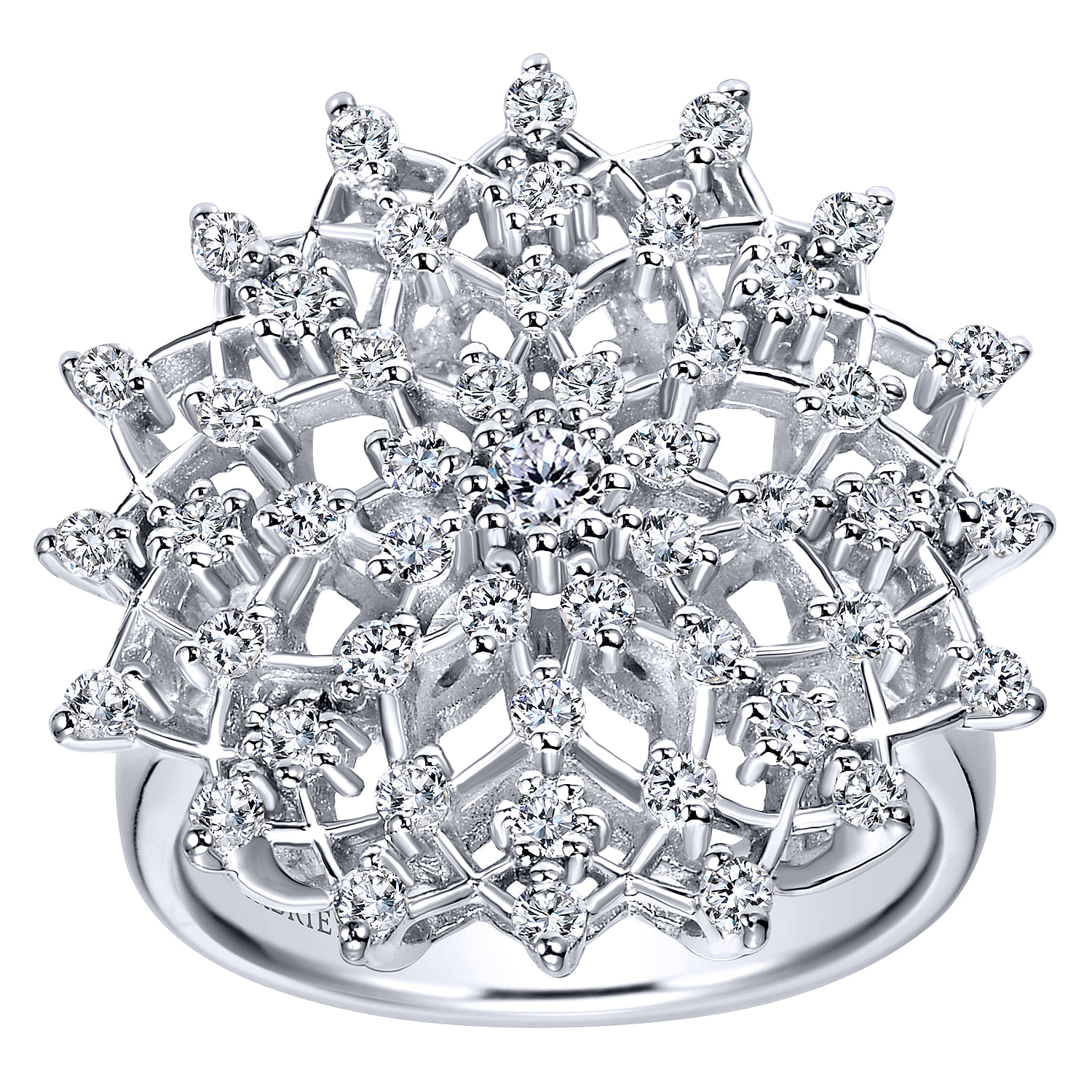 18K White Gold Diamond Snowflake Statement Ring