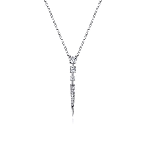 18K White Gold Diamond Spike Pendant Necklace