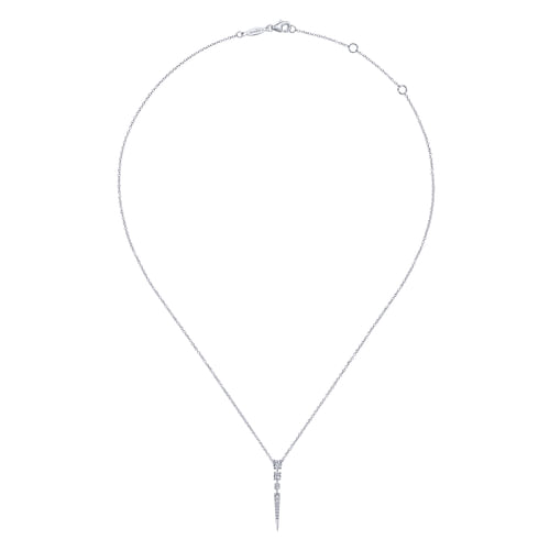 18K White Gold Diamond Spike Pendant Necklace