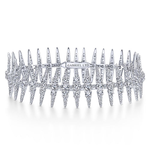 18K White Gold Diamond Spikes Tennis Bracelet