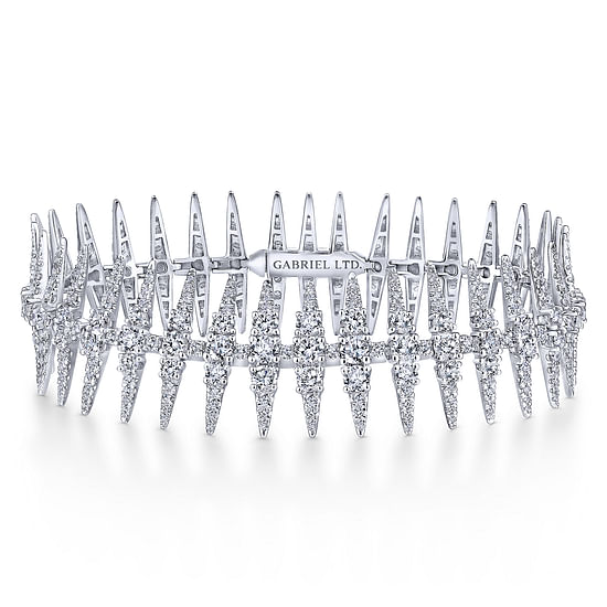 Gabriel - 18K White Gold Diamond Spikes Tennis Bracelet