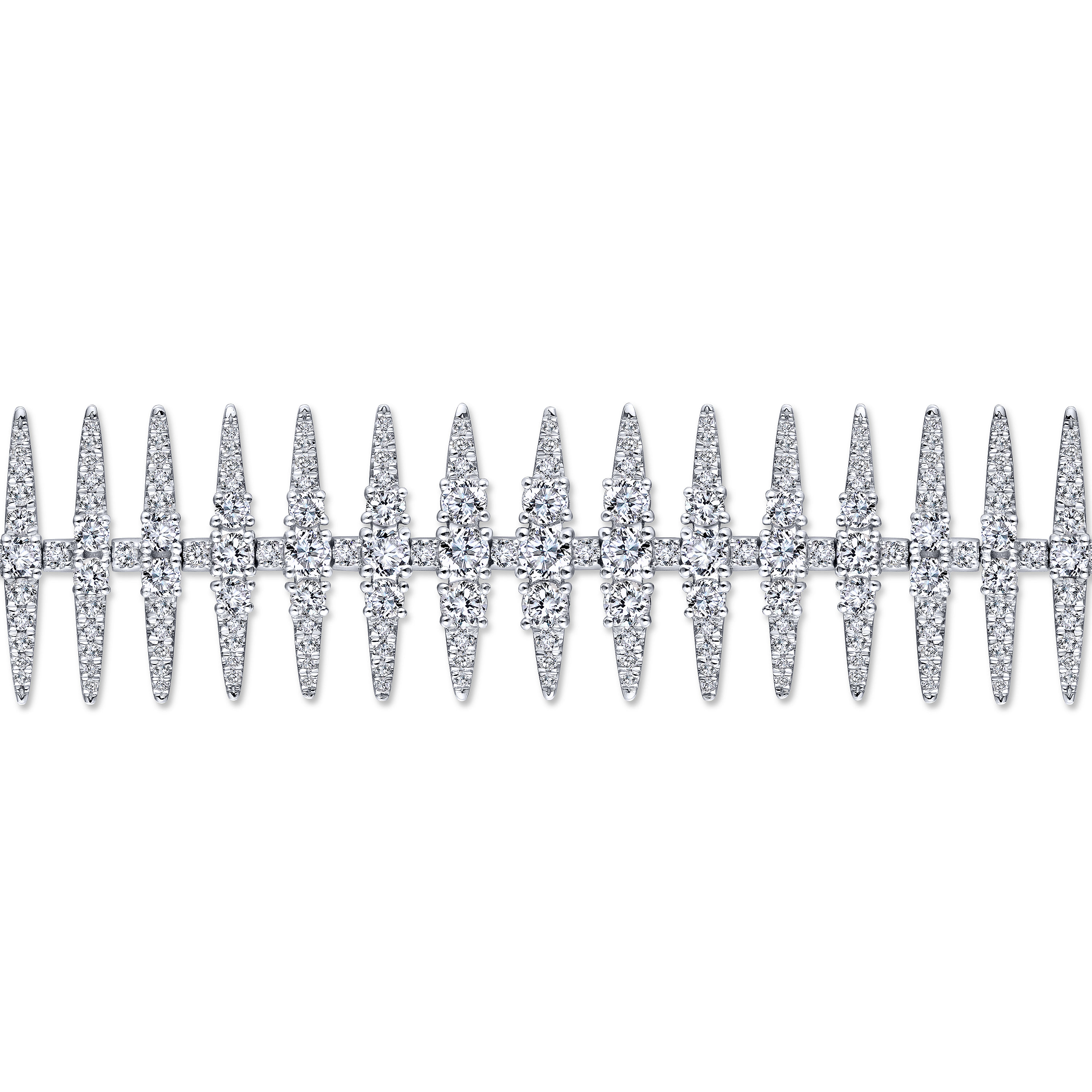 18K White Gold Diamond Spikes Tennis Bracelet