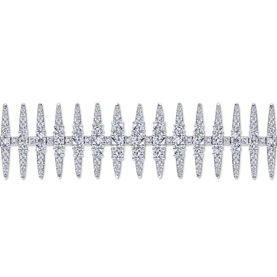 18K White Gold Diamond Spikes Tennis Bracelet angle 2