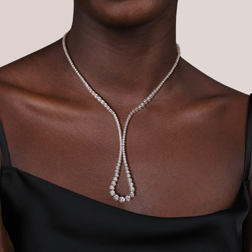 18K White Gold Diamond Tennis Necklace