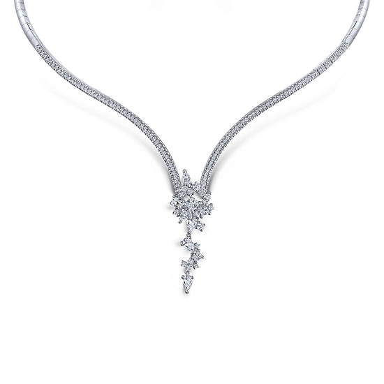 Gabriel - 18K White Gold Diamond Waterfall Choker Necklace