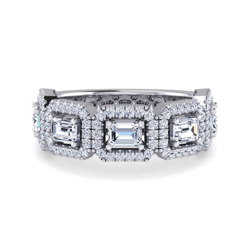 18K White Gold Diamond Wide Band Ring