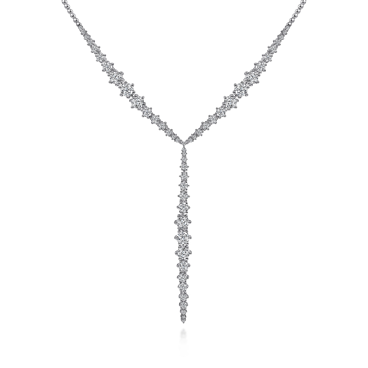 Gabriel - 18K White Gold Diamond Y Knots Necklace