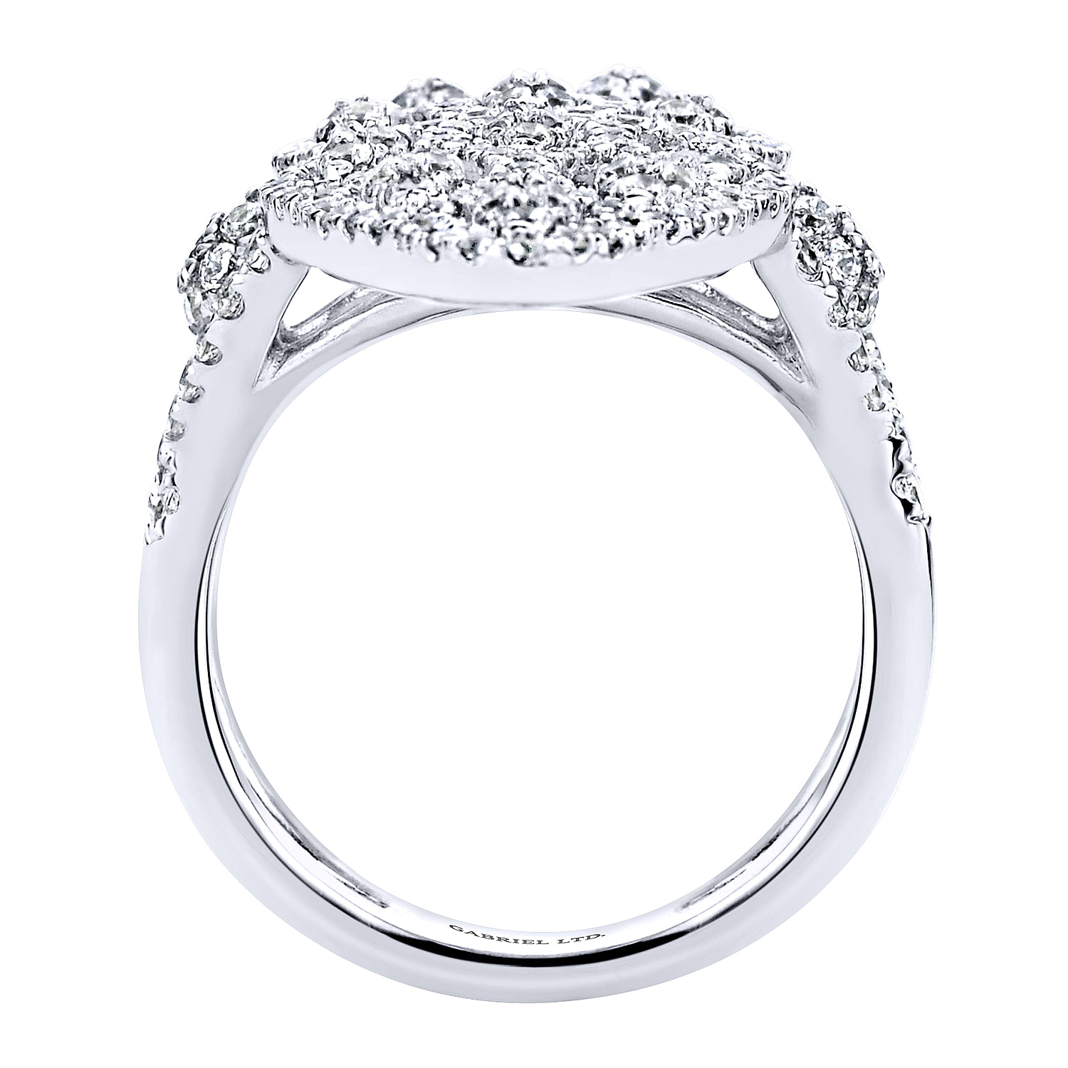 18K White Gold Elongated Marquise Openwork Diamond Statement Ring