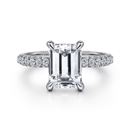 Gabriel - 18K White Gold Emerald Cut  Diamond Engagement Ring