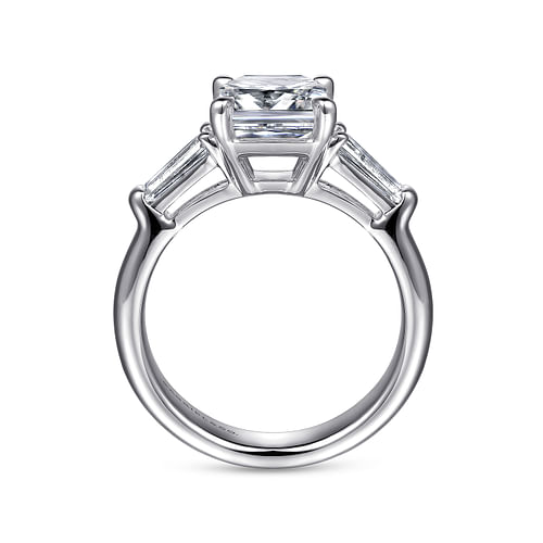 18K White Gold Emerald Cut Diamond Channel Set Engagement Ring