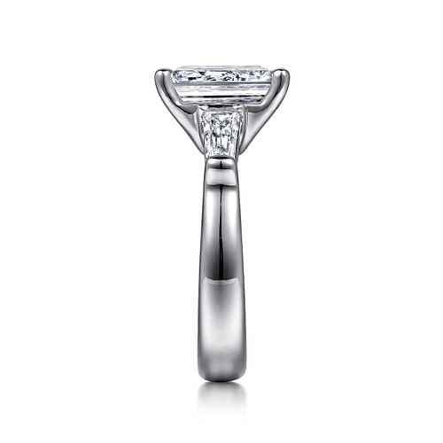 18K White Gold Emerald Cut Diamond Channel Set Engagement Ring