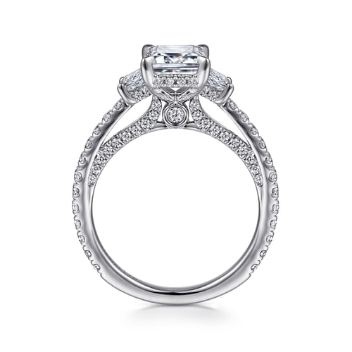18K White Gold Emerald Cut Diamond Engagement Ring