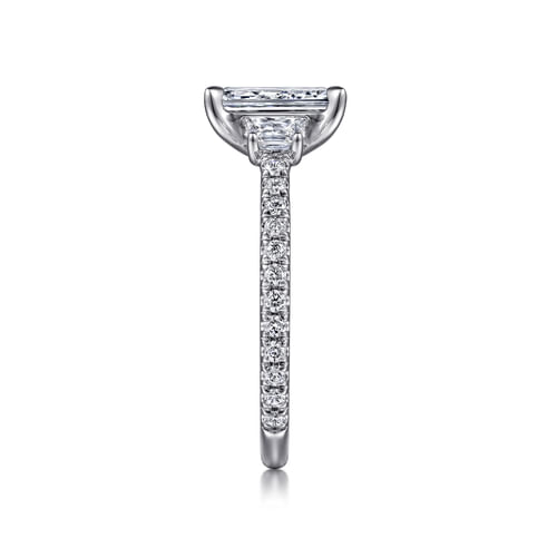 18K White Gold Emerald Cut Diamond Engagement Ring