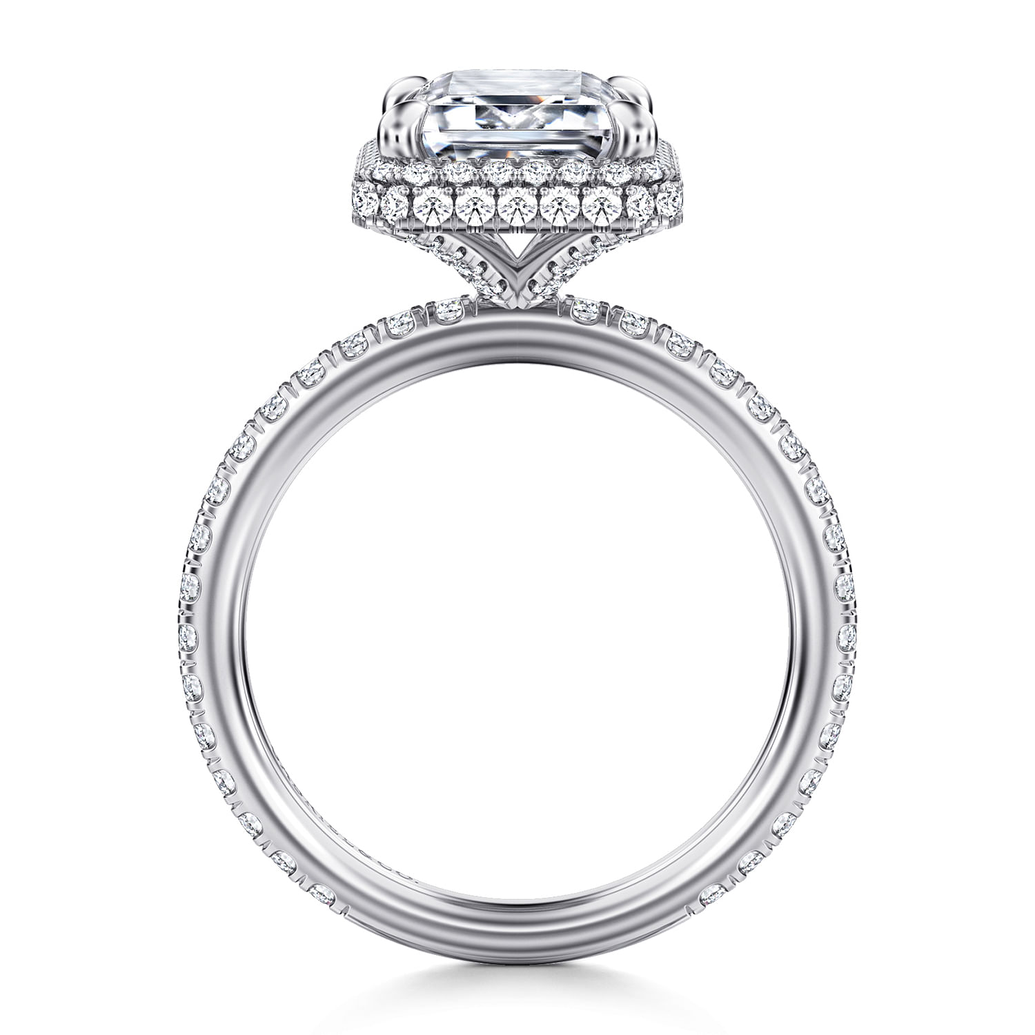 18K White Gold Emerald Cut Diamond Engagement Ring