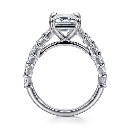 18K White Gold Emerald Cut Diamond Engagement Ring