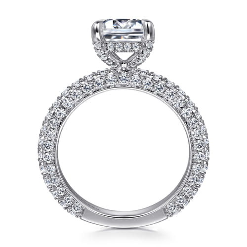 18K White Gold Emerald Cut Hidden Halo Diamond Engagement Ring 18K White Gold Emerald Cut Hidden Halo Diamond Engagement Ring