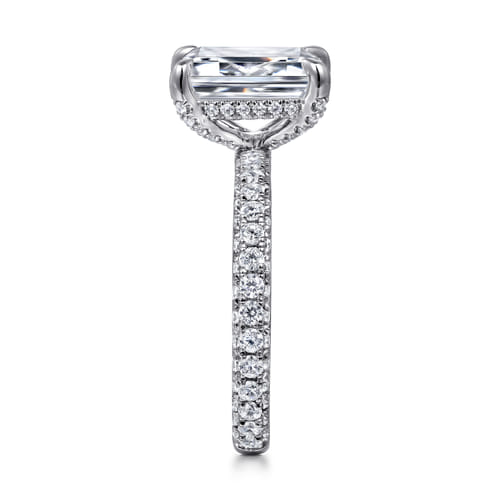18K White Gold Emerald Cut Hidden Halo Diamond Engagement Ring 18K White Gold Emerald Cut Hidden Halo Diamond Engagement Ring