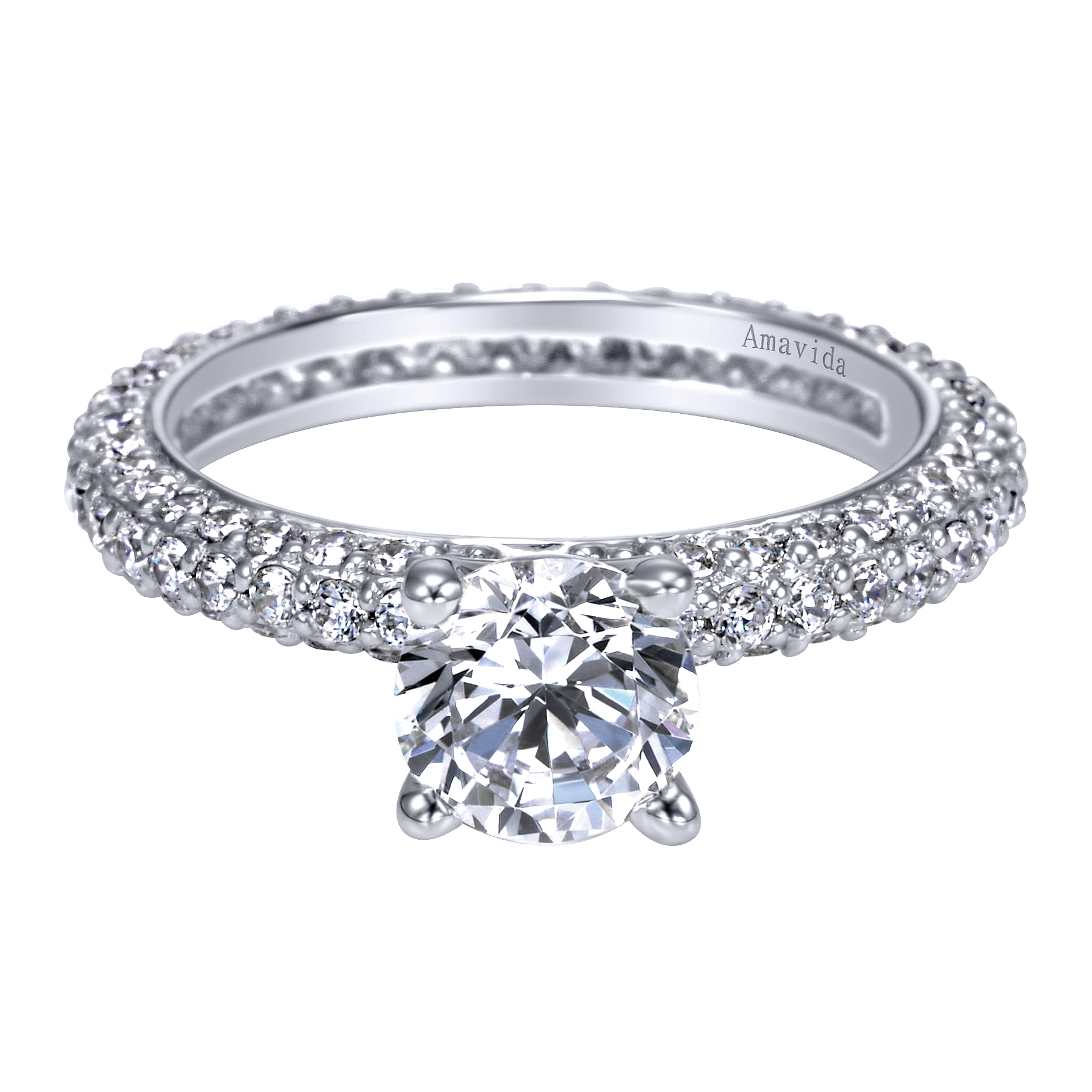 18K White Gold Eternity Round Diamond Engagement Ring