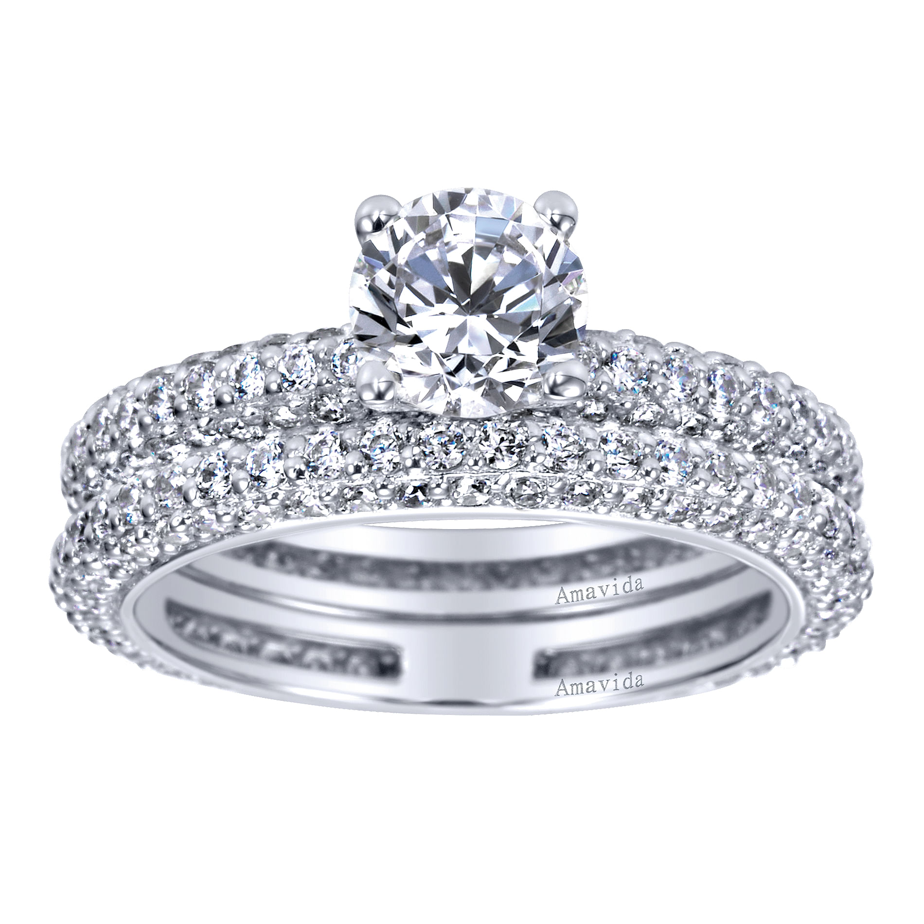 18K White Gold Eternity Round Diamond Engagement Ring