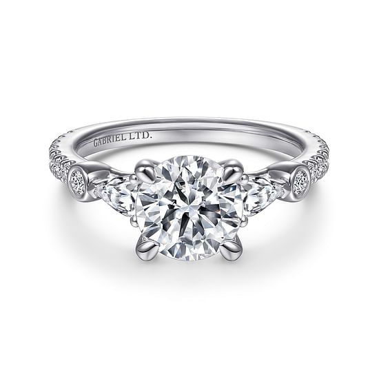 Gabriel - 18K White Gold Five Stone Round Diamond Engagement Ring