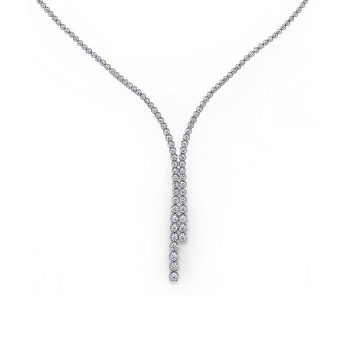 18K White Gold Graduating Diamond Necklace