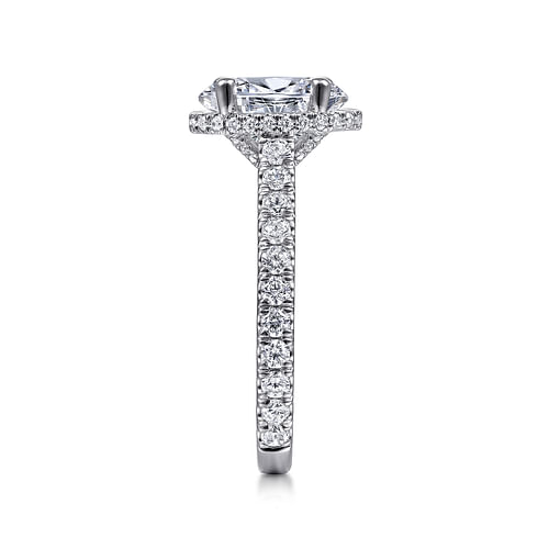 18K White Gold Hidden Halo Oval Diamond Engagement Ring