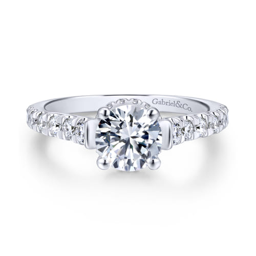 18K White Gold Hidden Halo Round Diamond Engagement Ring