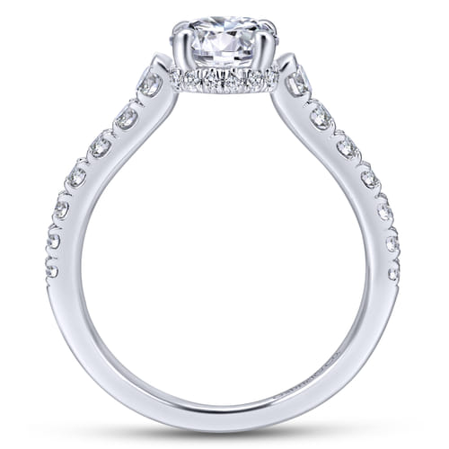 18K White Gold Hidden Halo Round Diamond Engagement Ring