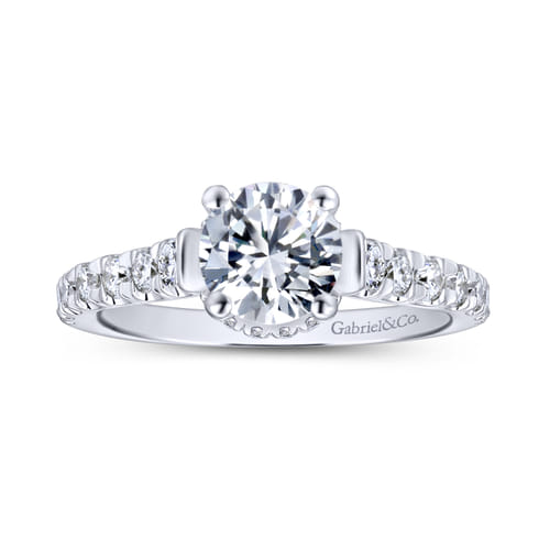 18K White Gold Hidden Halo Round Diamond Engagement Ring