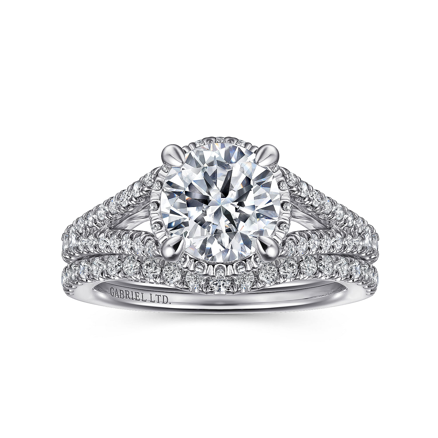 18K White Gold Hidden Halo 
Round Diamond Engagement Ring