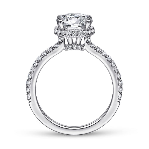 18K White Gold Hidden Halo Round Diamond Engagement Ring