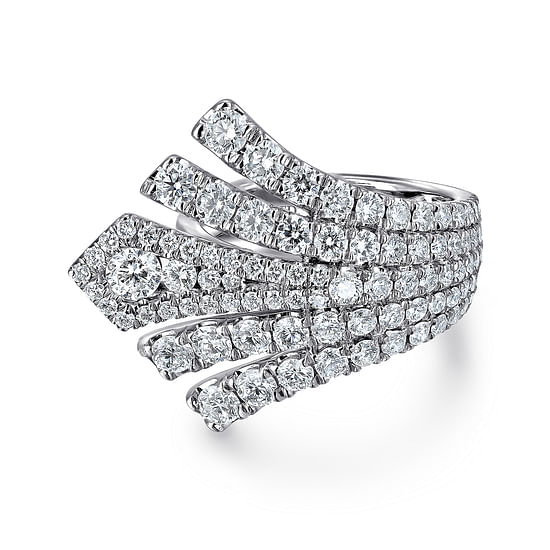 Gabriel - 18K White Gold Horizontal Diamond Fan Ring