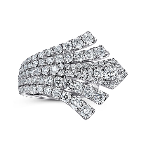 18K White Gold Horizontal Diamond Fan Ring