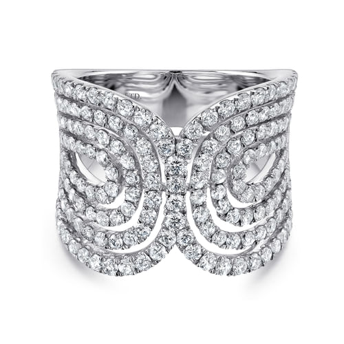 18K White Gold Interlacing Diamond Loops Corset Ring