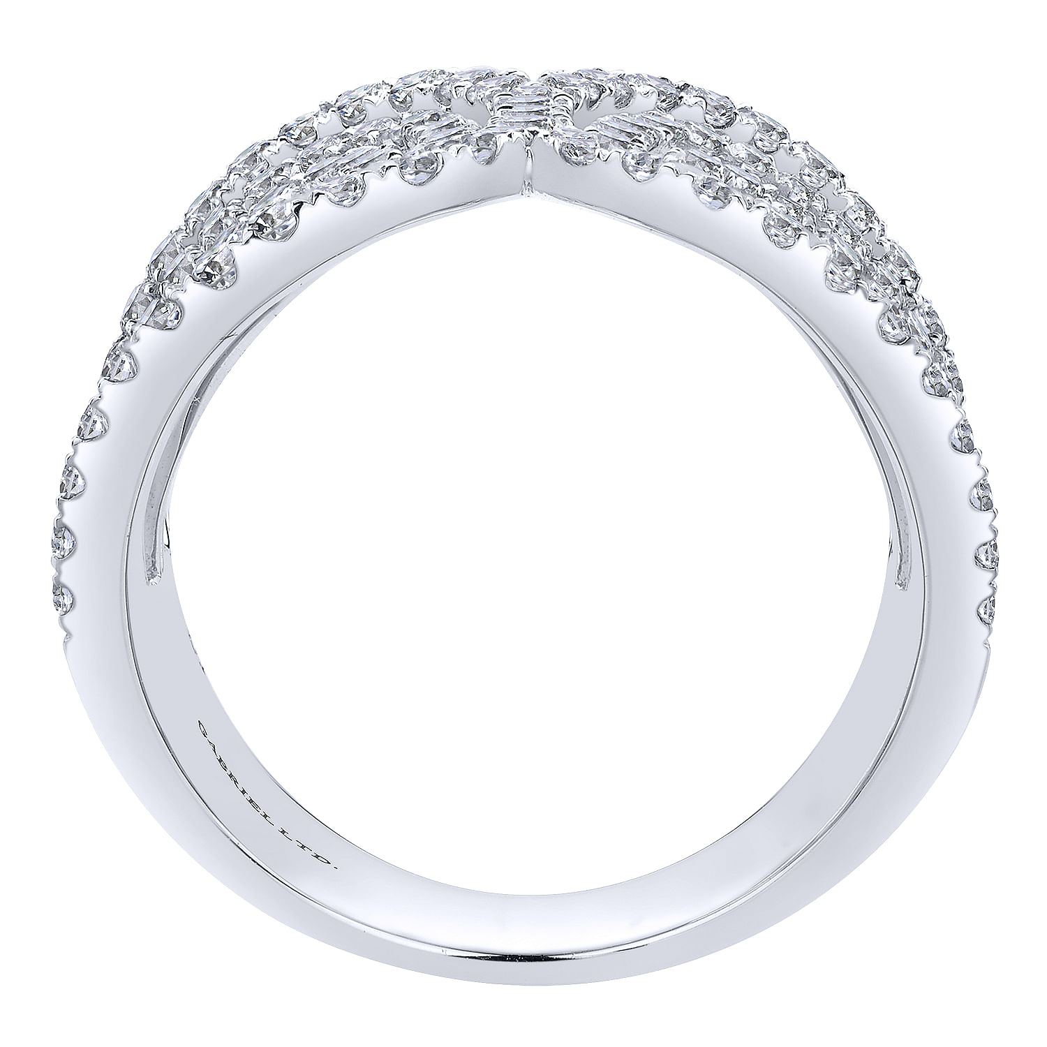 18K White Gold Interlacing Diamond Loops Corset Ring