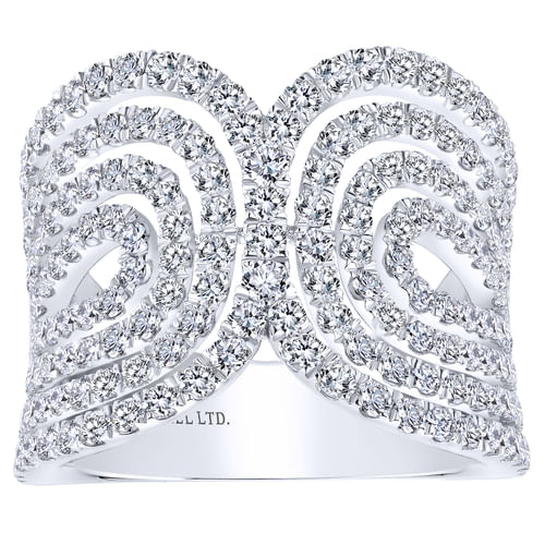 18K White Gold Interlacing Diamond Loops Corset Ring