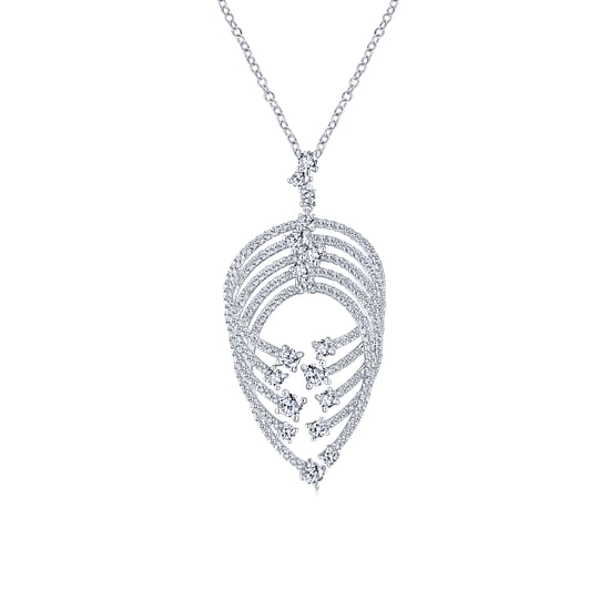 Gabriel - 18K White Gold Intersecting Diamond Channels Pendant Necklace