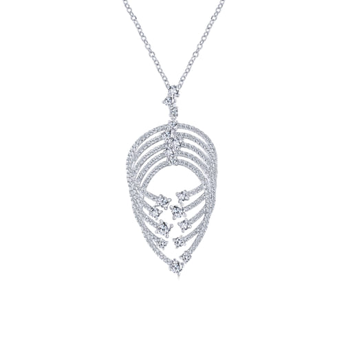 18K White Gold Intersecting Diamond Channels Pendant Necklace 18K White Gold Intersecting Diamond Channels Pendant Necklace